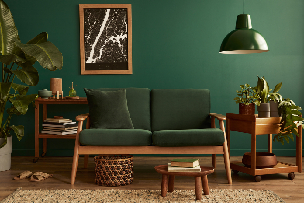 mobilier tapitat din lemn pentru amenajare stil retro