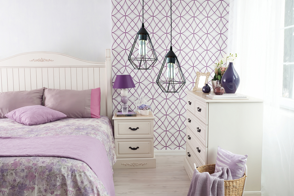 tapet motive geometrice pentru decorarea dormitorului