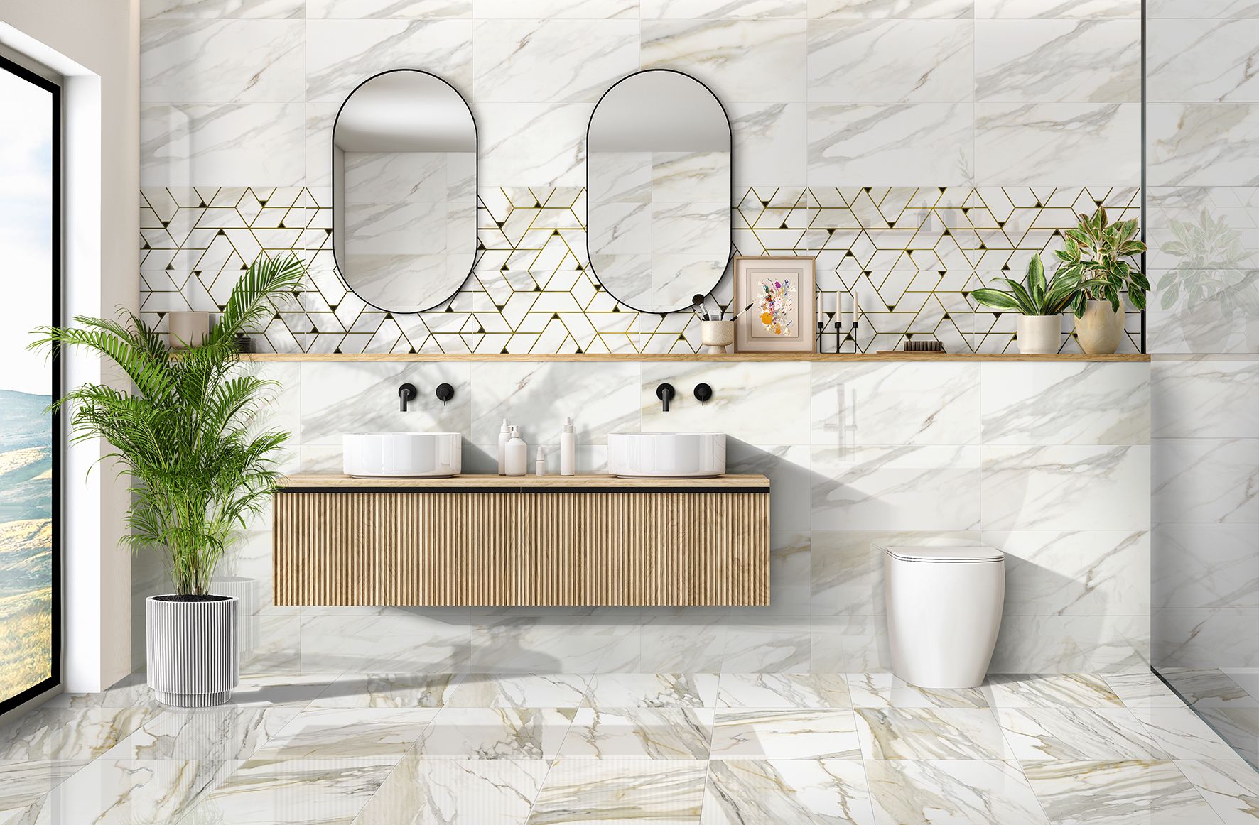 plăci ceramice cesarom ferrara cu model de marmura alba