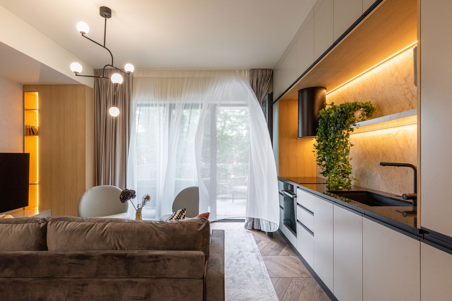amenajarea unui apartament cu living si bucatarie open space