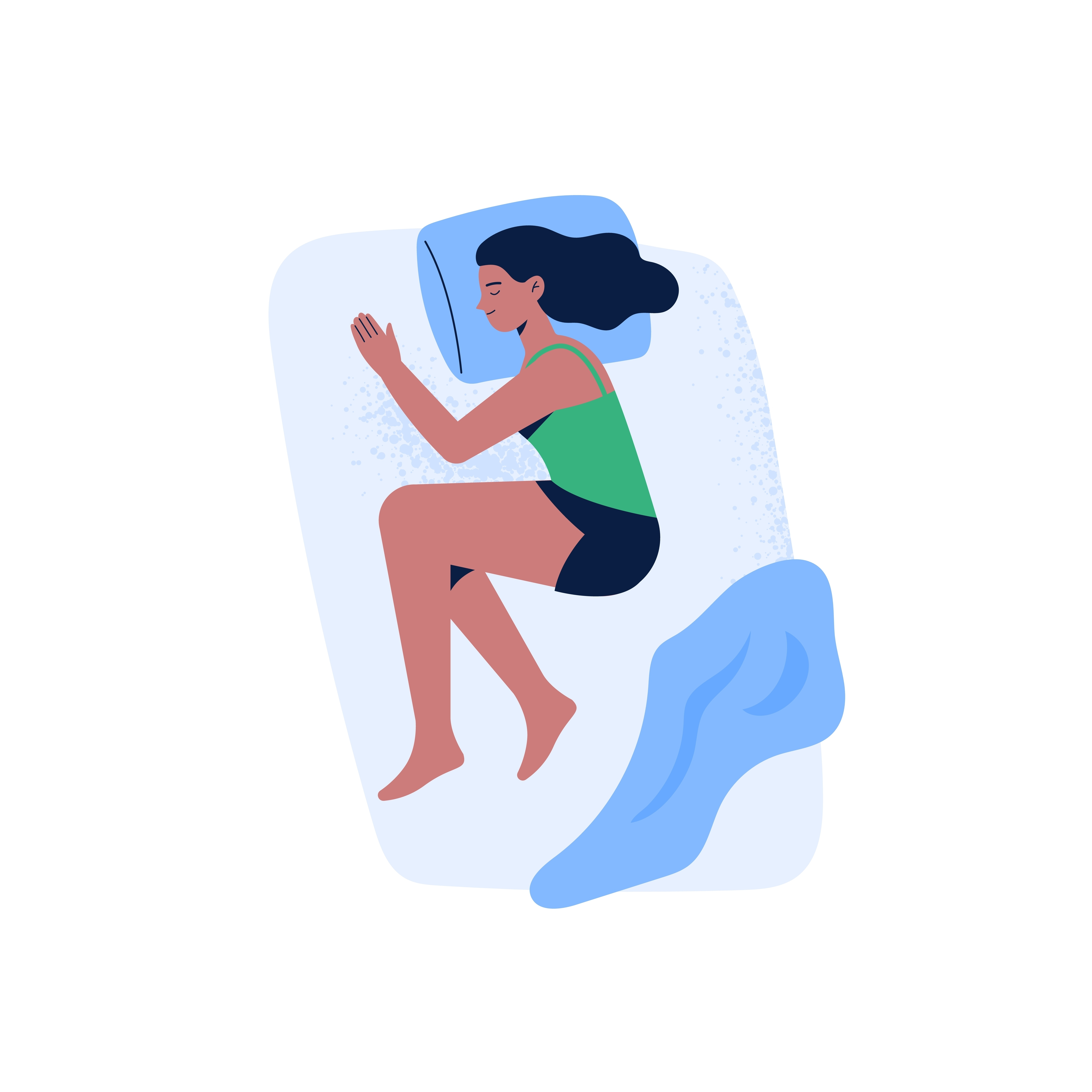 femeie doarme pe partea dreapta ilustratie